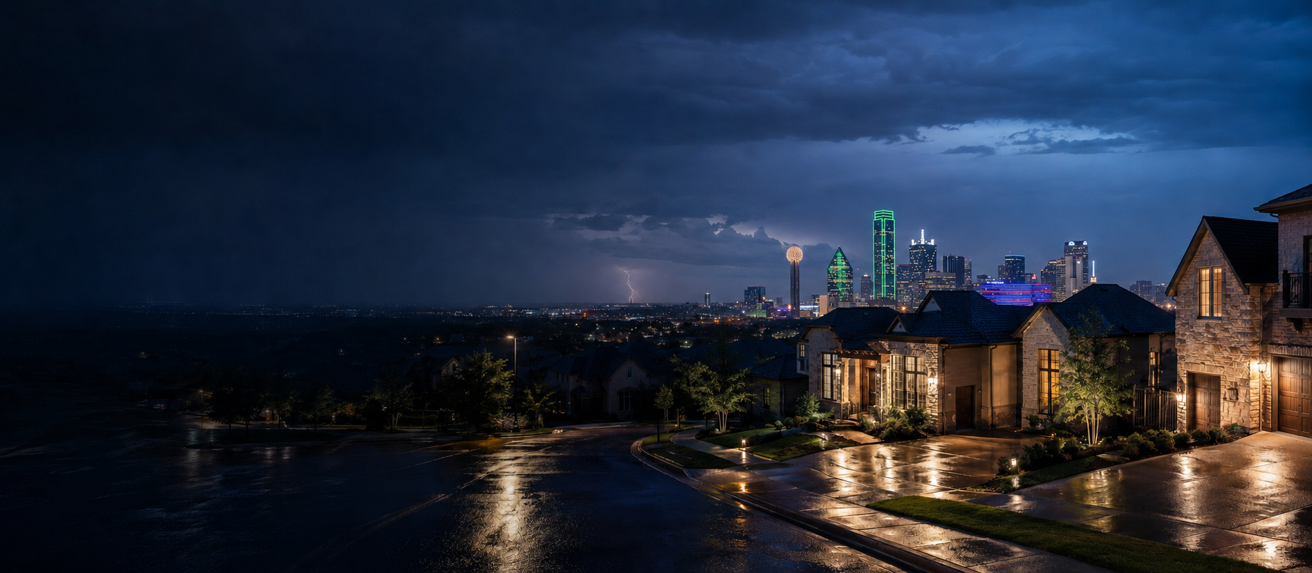 North Texas neighborhood and Dallas skyline
